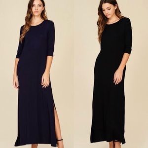 New Solid Black Maxi Dress